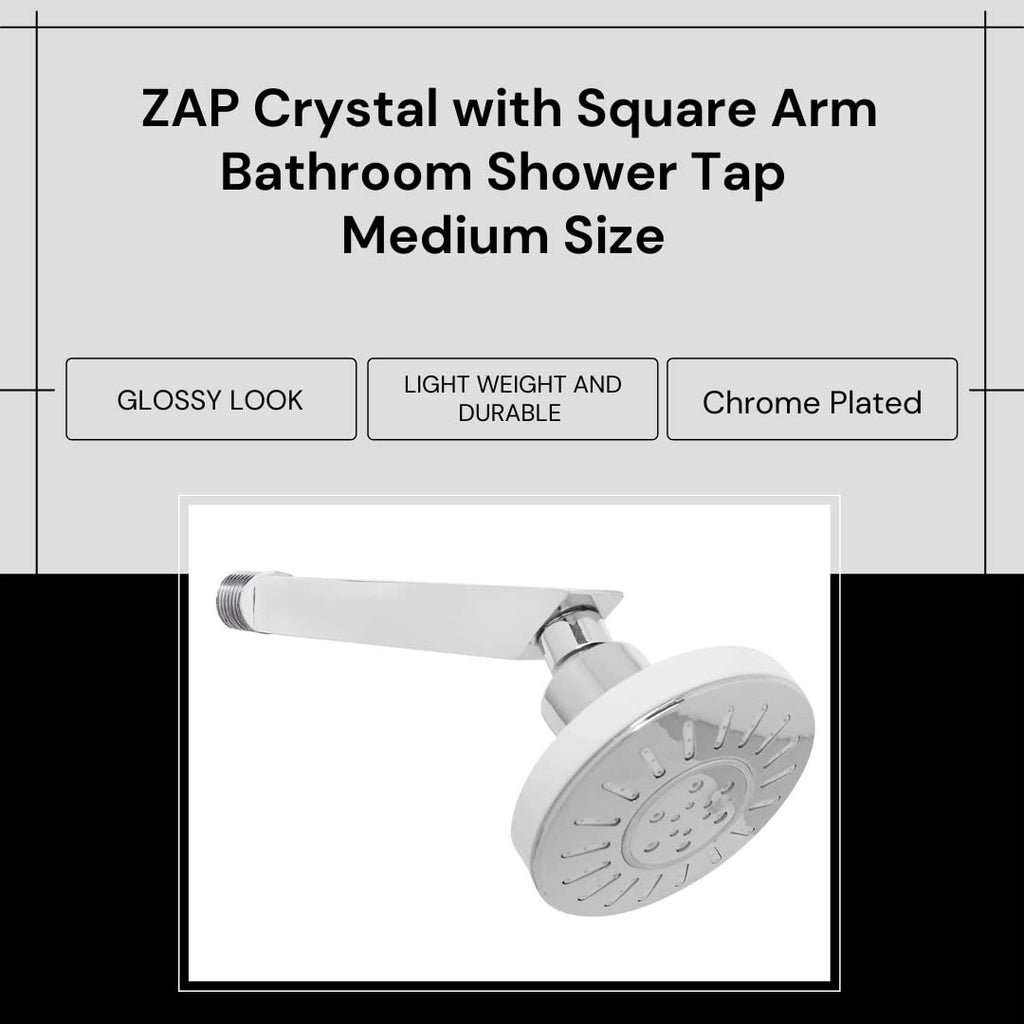 Crystal with Square Arm Bathroom Shower Tap , Medium Size (Chrome) (1)