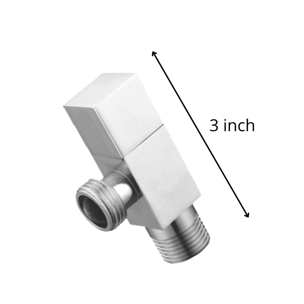 Skoda Series High Grade Brass 2 Way Angle Valve Chrome Finish 2 in 1 Angle Valve for Pipe Connection for Bathroom/Kitchen with Wall Flange- Quarter Turn Heavy Fitting Chrome Finish