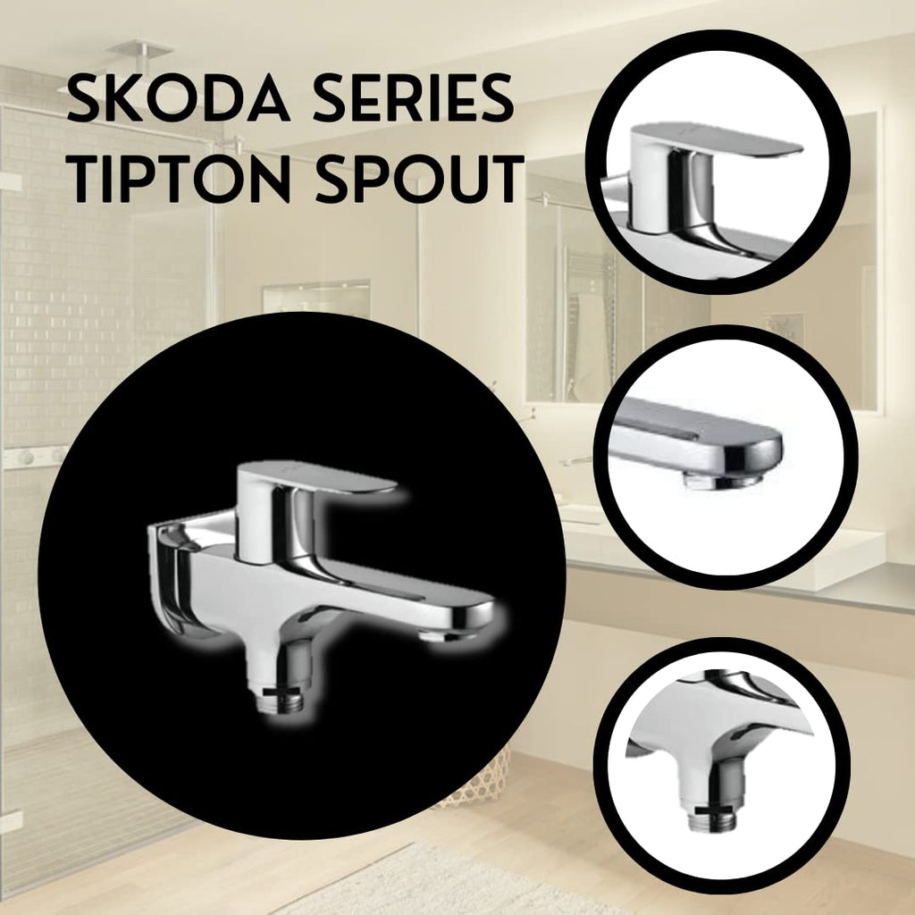 Skoda Series 100% High Grade Brass 2 in 1 Stainless Steel Element Bath Spout with Polished Tip-Ton (Chrome)