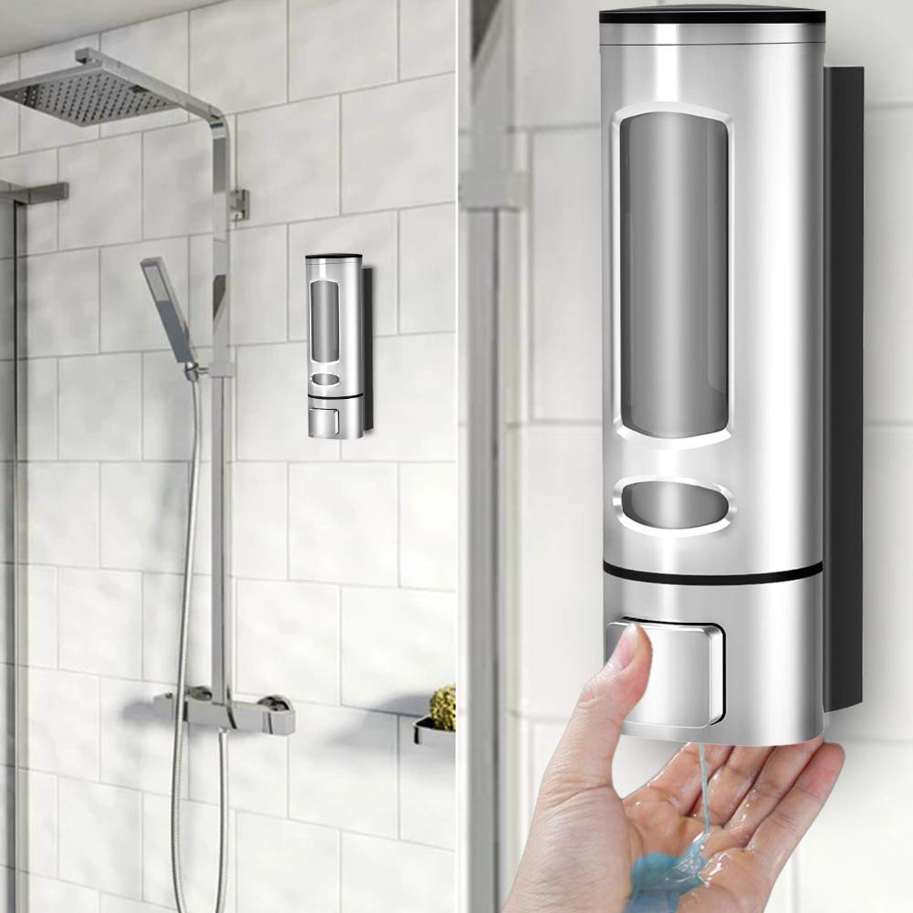 Soap Dispenser Wall Mount Transparent Liquid Soap Dispenser Plastic Soap Dispenser & Bottle for Kitchen Bathroom (1)