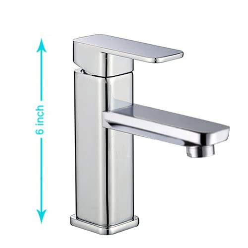 Sink Faucet Bathroom Washbasin Stainless Steel Tap Tall Pillar Cock (6 Inch)