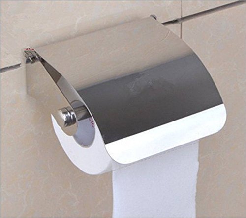 Toilet Tissue Paper Roll Holder/Dispenser with Lid - Stainless Steel Bathroom