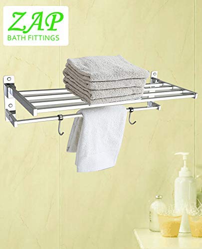 Delta Series Towel Rack/Stainless Steel Towel Holder 24 Inch with Hooks-Bathroom Accessories Set of one-Premium Chrome Finish