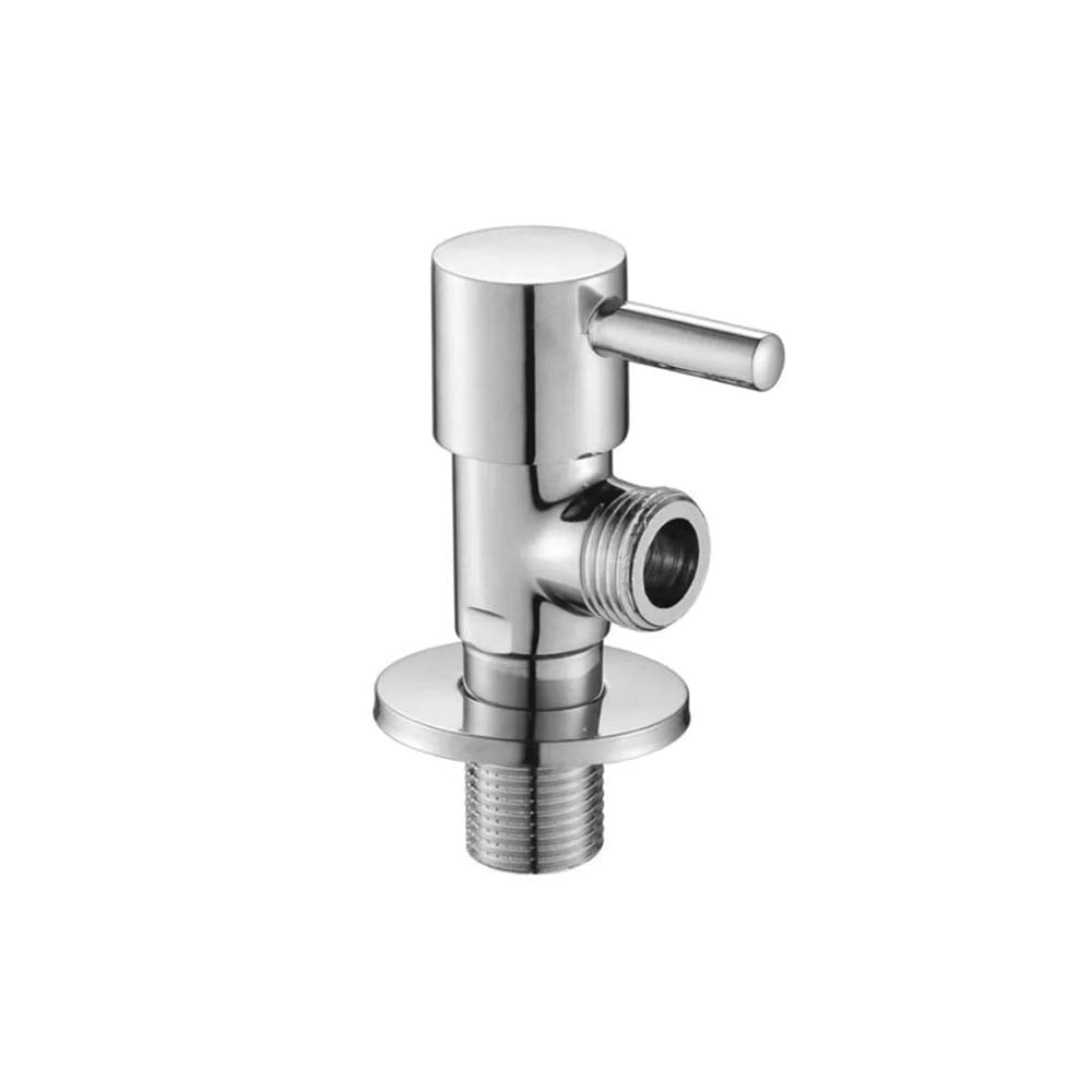 High Grade Brass Angle Cock/Valve of Brass for Bathroom/Kitchen with Wall Flange- Quarter Turn Heavy Fitting Chrome Finish (1, Terrim)