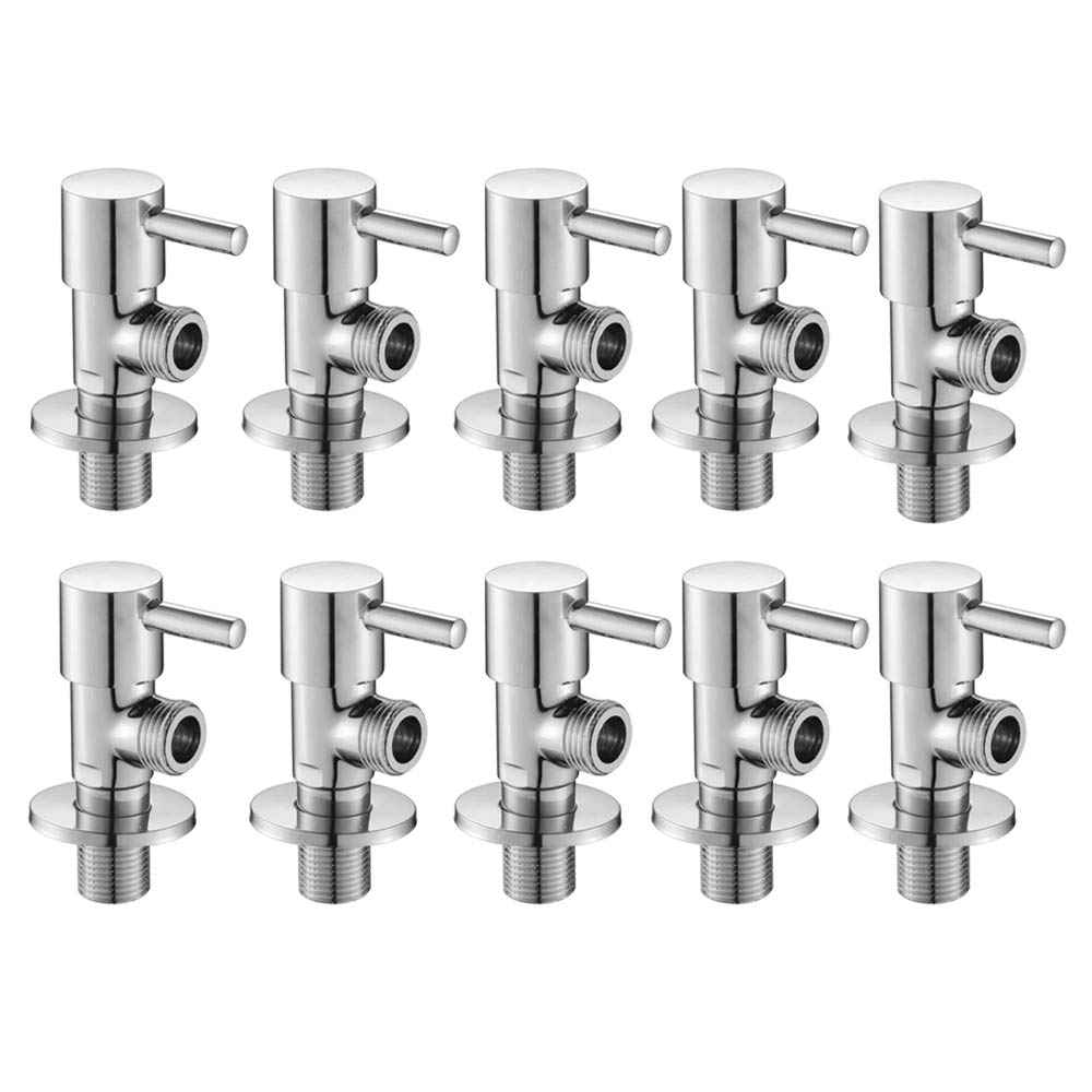 High Grade Brass Angle Cock/Valve of Brass for Bathroom/Kitchen with Wall Flange- Quarter Turn Heavy Fitting Chrome Finish (10, Terrim)