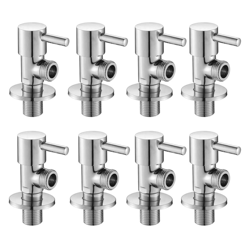 High Grade Brass Angle Cock/Valve of Brass for Bathroom/Kitchen with Wall Flange- Quarter Turn Heavy Fitting Chrome Finish (8, Terrim)