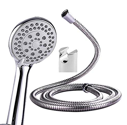 SS-304 Grade ABS Silicon 1.5 Meter Hand Shower with Flexible Hose Pipe and Wall Hook, Chrome Finish