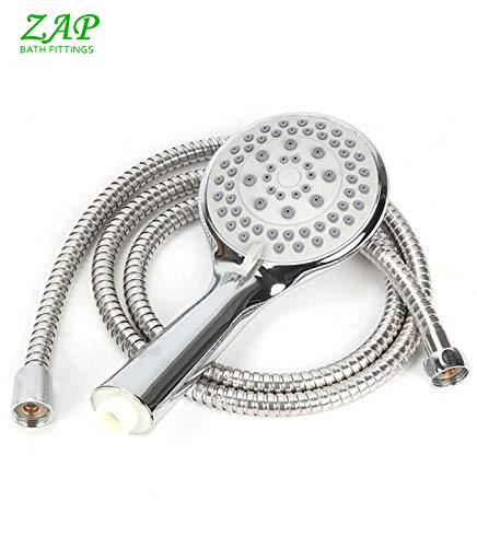 SS-304 Grade ABS Silicon 1.5 Meter Hand Shower with Flexible Hose Pipe and Wall Hook, Chrome Finish