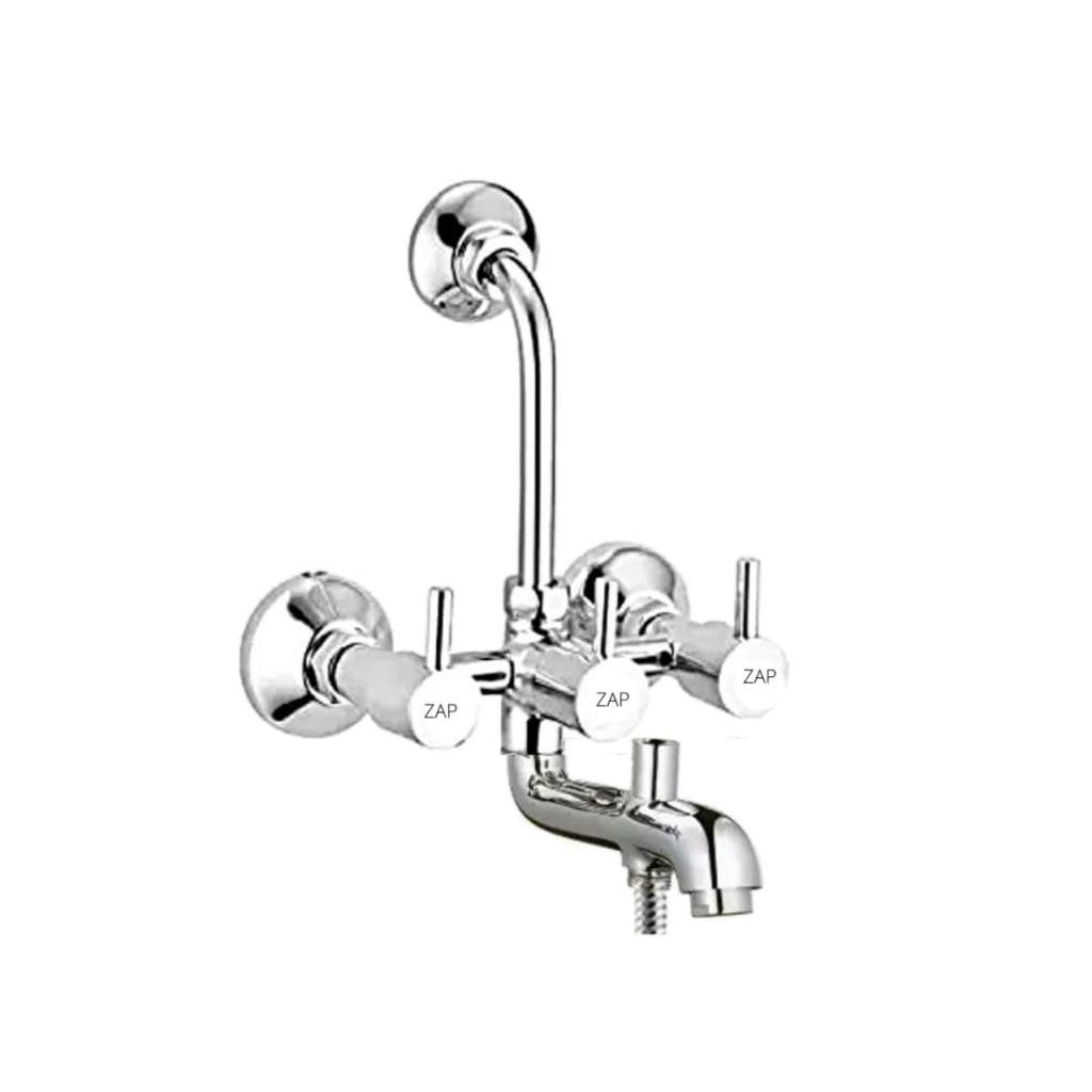 Turbo Series 100% High Grade Brass 3 in 1 Wall Mixer with Head Shower & Multi Flow Hand Shower with 1.5 Meter Flexible Tube (Chrome)