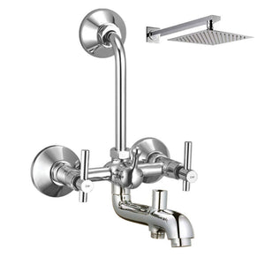 Terrim Chrome 3-in-1 Wall Mixer with Shower System & Bend Pipe