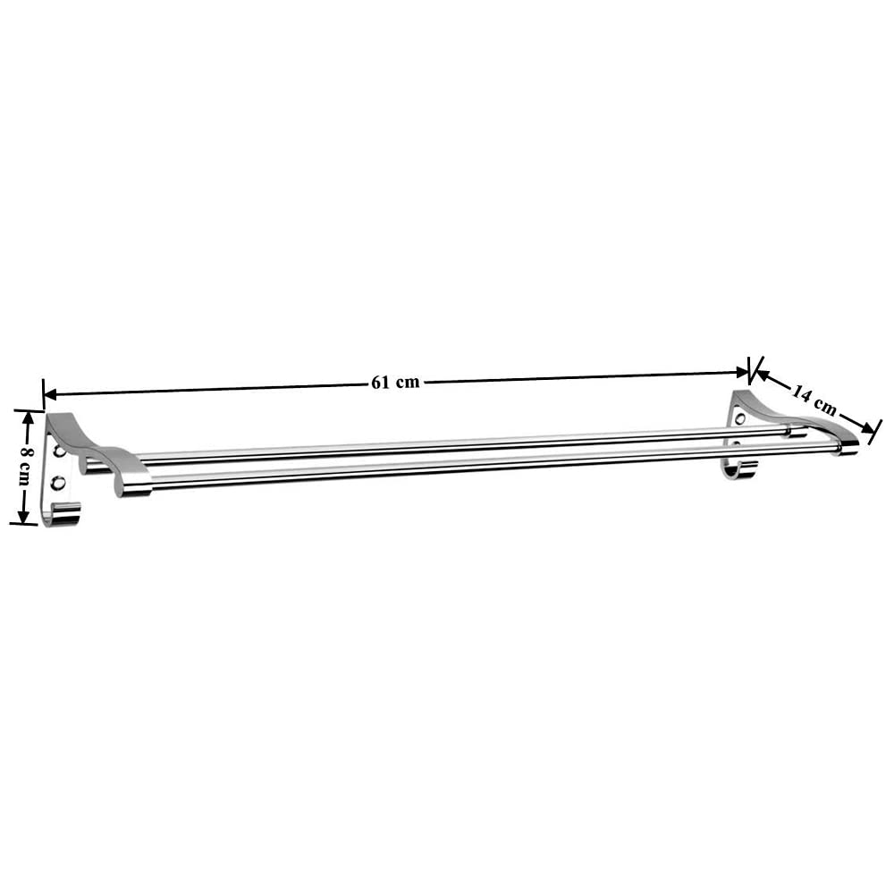 304 Stainless Steel Towel Hanger Rod, 24 Inch, Silver for Bathroom and Kitchen
