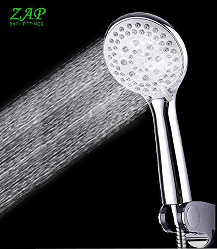 Delta 5 Flow Function ABS Hand Shower with with SS 304 Grade 1.5 Meter Flexible Hose Pipe and Wall Hook Set (Chrome)