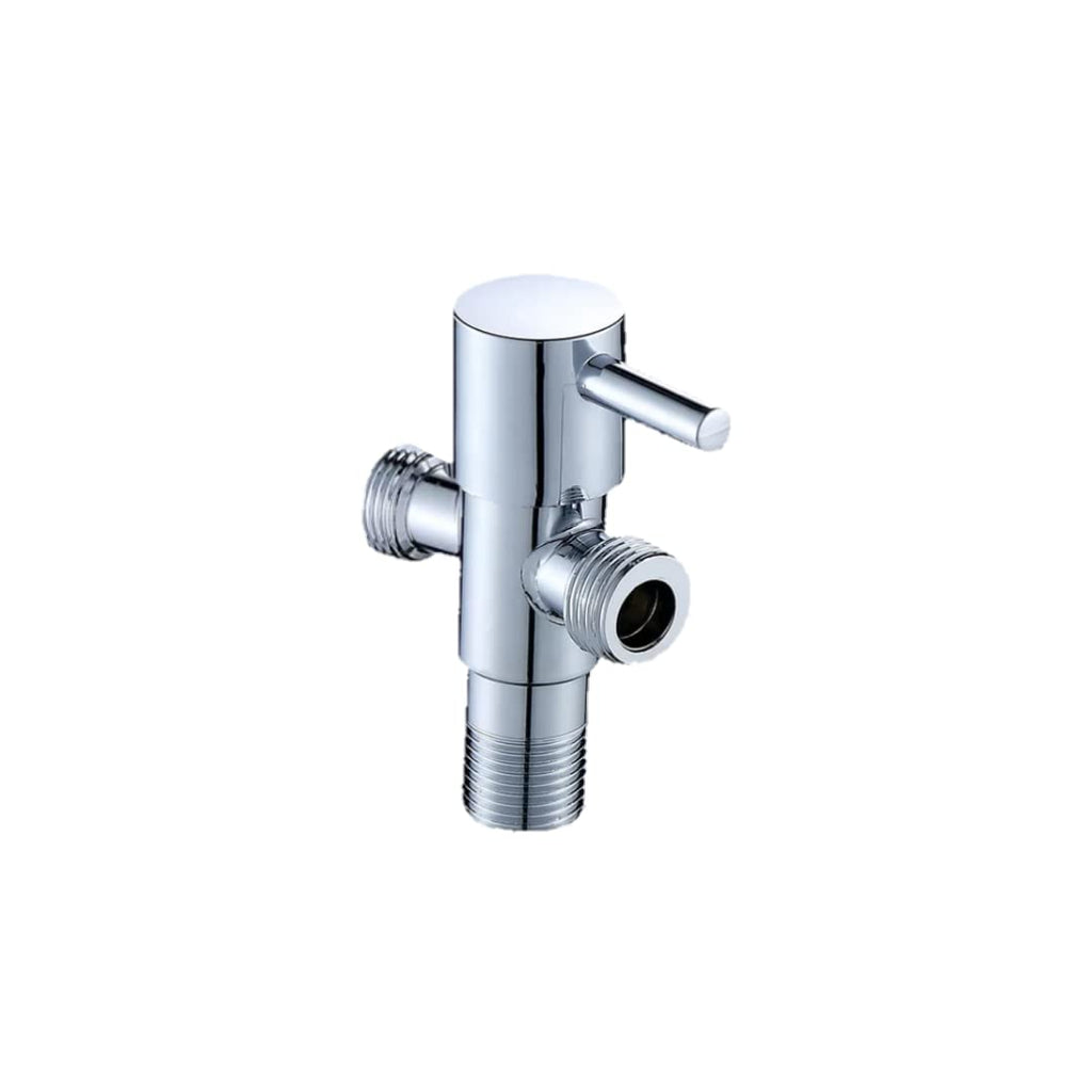 Turbo Series High Grade Brass 2 Way Angle Valve Chrome Finish 2 in 1 Angle Valve for Pipe Connection for Bathroom/Kitchen with Wall Flange- Quarter Turn Heavy Fitting Chrome Finish