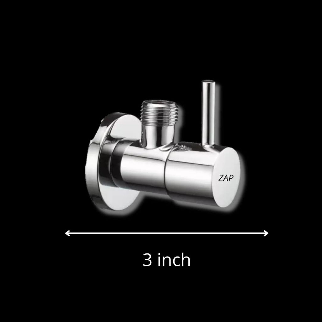 Turbo Brass Angle Cock / Valve of Brass for Bathroom/Kitchen with Wall Flange- Quarter Turn Heavy Fitting Chrome Finish