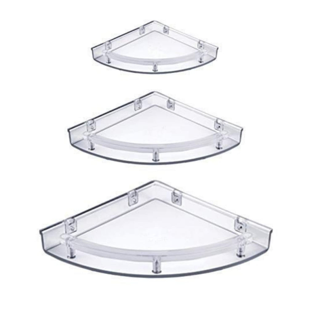 Acrylic Corner Set for Bathroom and Bedroom Closet (8, 10, 12 Inch) -Set of 3