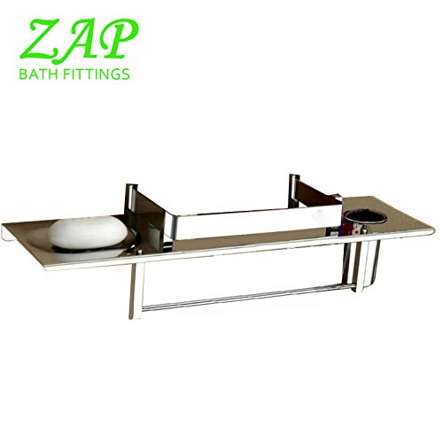 Delta Series Multipurpose 4 in 1 Stainless Steel Shelf with Detachable Towel Rod/Home (1 Unit)