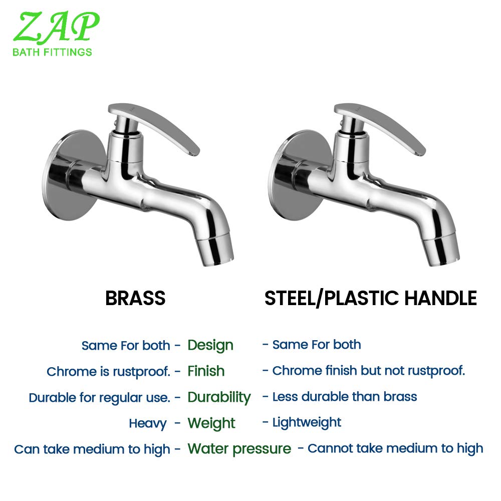 ZAP Brass Arrow Long Body Bathroom Washing Kitchen Sink Bib Cock (Chrome Finish, 8 x 2 Inch)