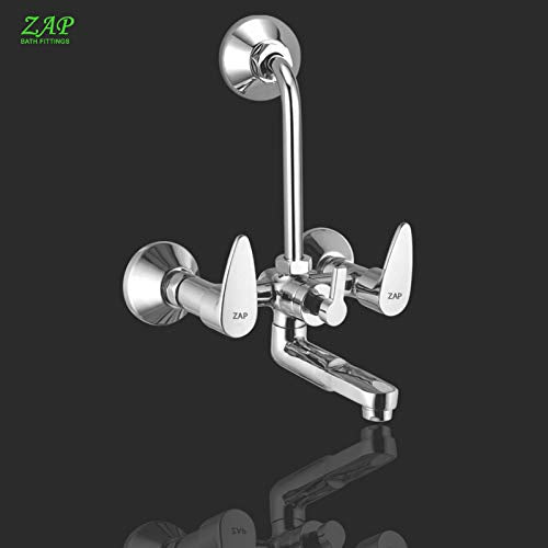Polished Brass Brezza Wall Mixer with Telephone Shower Arrangement (15x16 Inch, Silver)