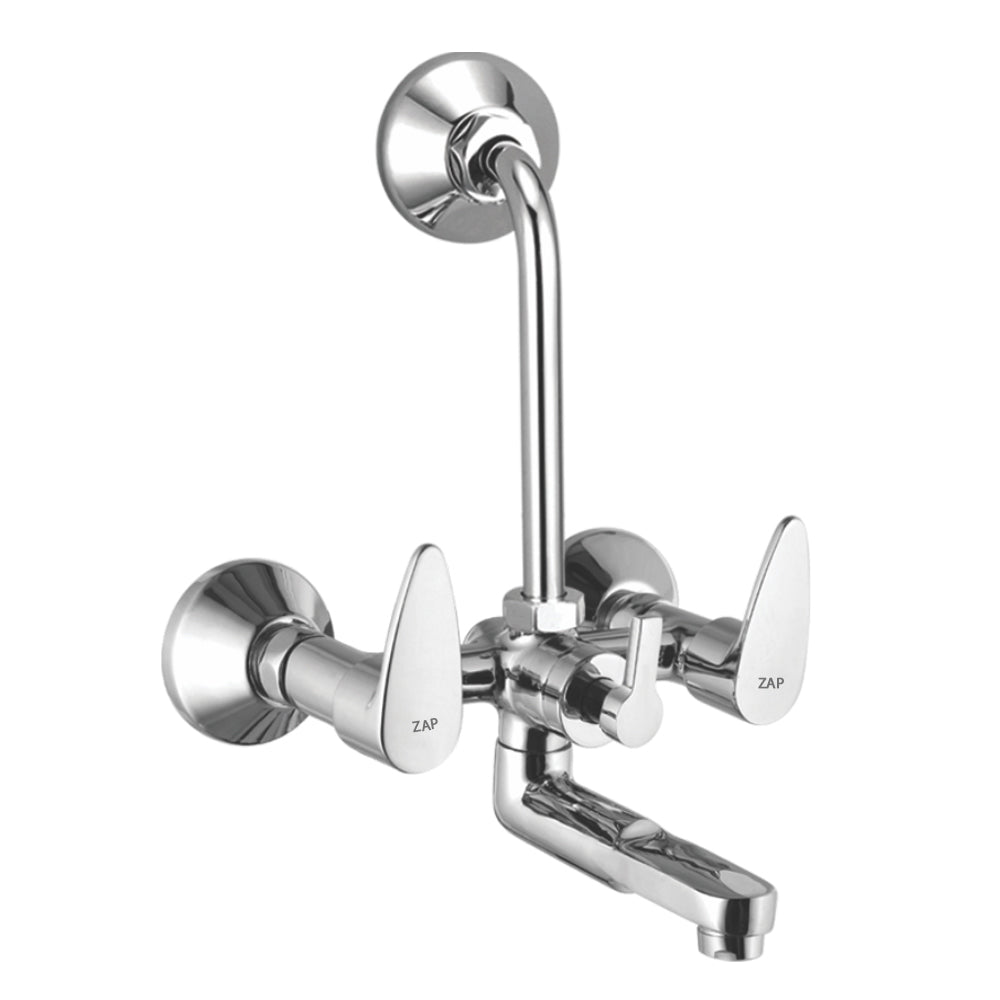 Zap Brezza Brass Wall Mixer With Overhead 125MM Bend for Bathroom (Chrome Finish)