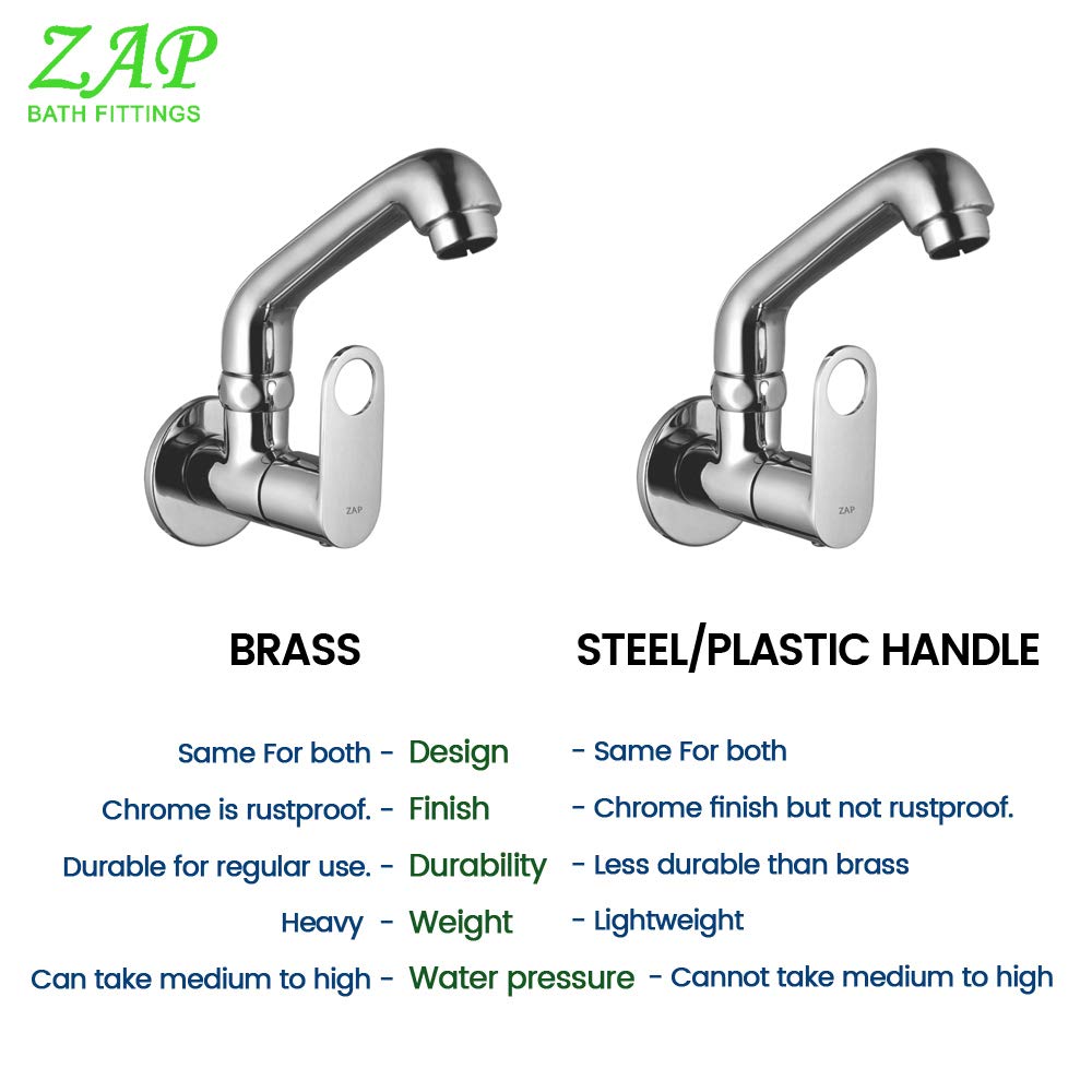 Zap GEO Brass Pillar Cock for Wash Basin and Sink Tap Disc Fitting(17x3 Inch)