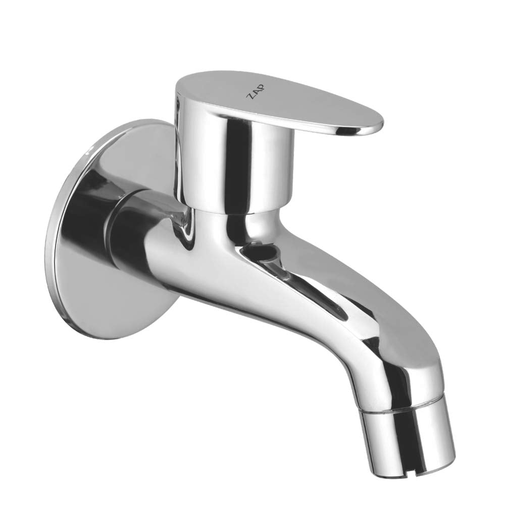 Pluto Brass/Chrome Short Body Bib Cock with Wall Flange (8x3 Inch)