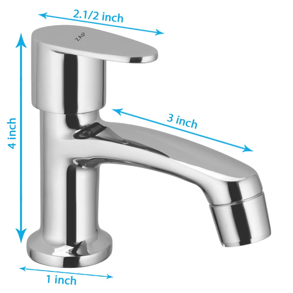 Pluto Pillar Cock Chrome Plated Finish Brass Long Body Bib Cock Water Tap for Bathroom Faucet(13x3 Inch)
