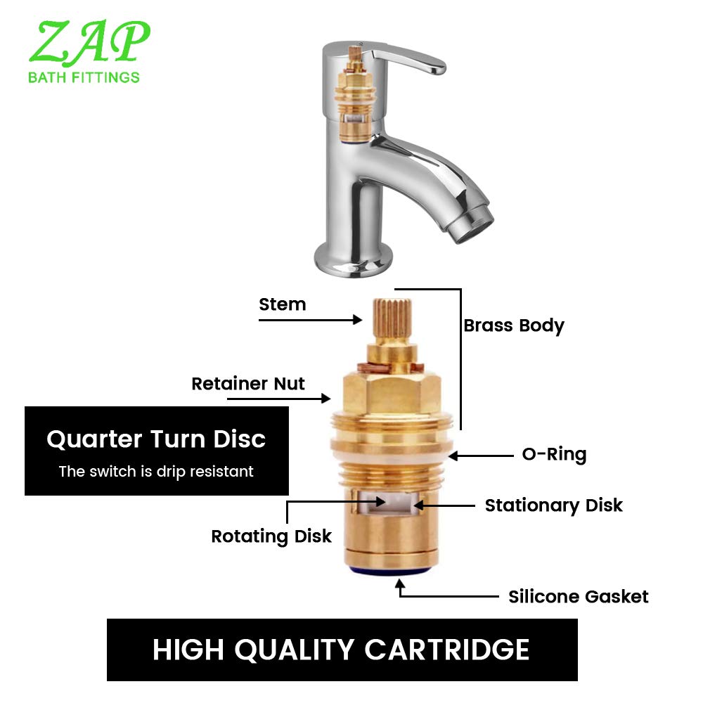 Zap Ocean Full Brass Body Chrome Finish Pillar Cock Tap for Bathroom Wash Basin and Kitchen Sink