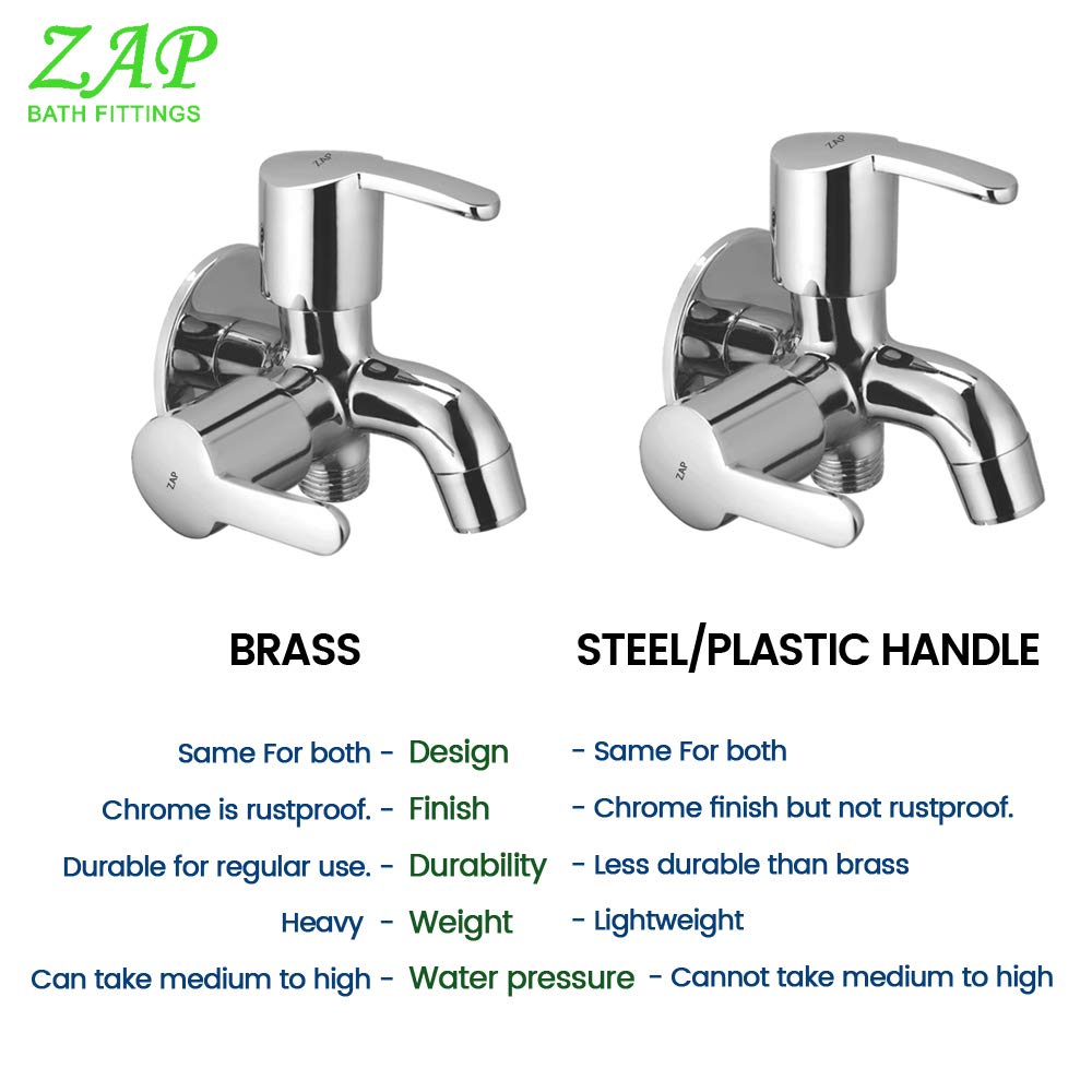 2 in 1 Brass Bib Cock Tap | Two in One Multi Tap with Wall Flange | Quarter Turn (Foam Flow/Chrome Finish)