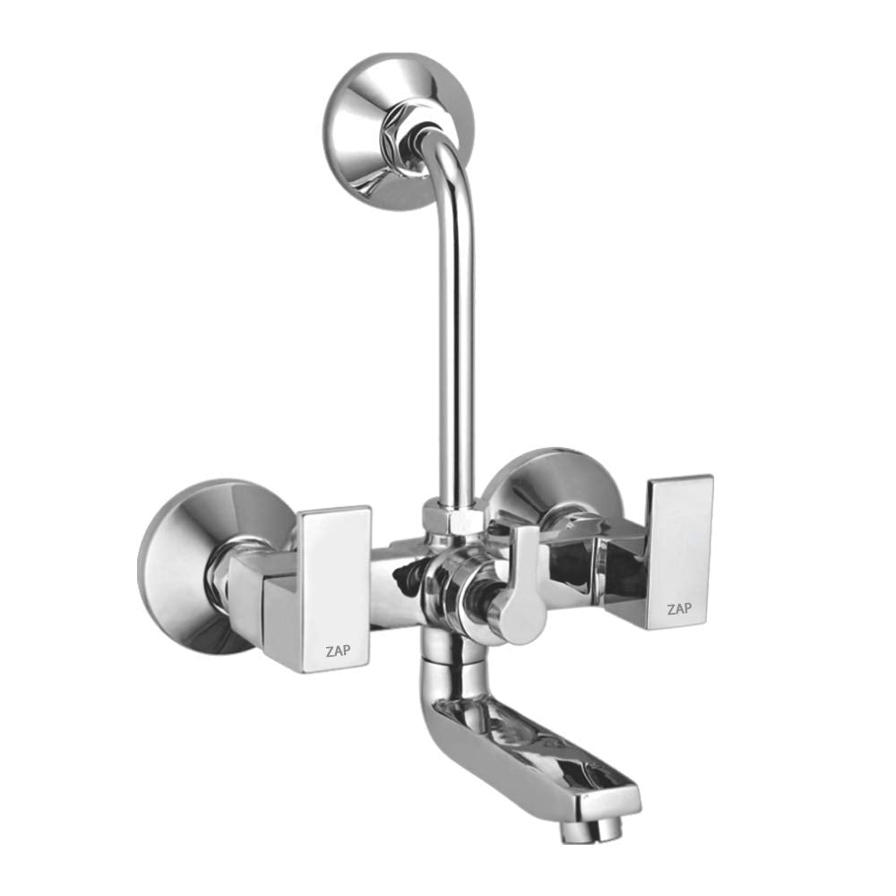 Skoda Full Brass Chrome Plated Wall Mixer With Provision For Over Head Shower and Long Bend Pipe For Bathroom