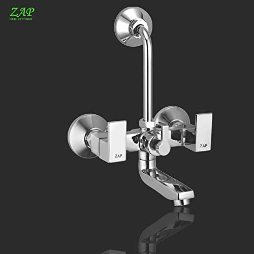 Skoda Full Brass Chrome Plated Wall Mixer With Provision For Over Head Shower and Long Bend Pipe For Bathroom
