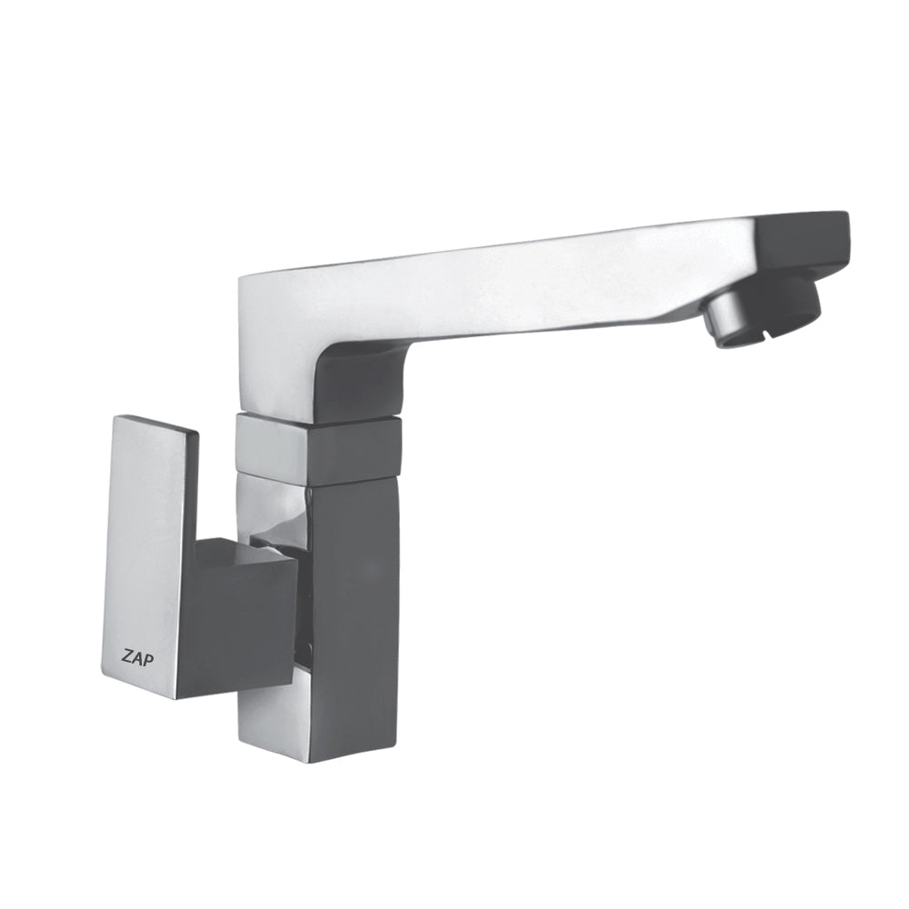 Zap Skoda Brass Sink Tap Cock With Swivel Spout | Wall Mounted For Kitchen and Bathroom